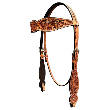 Bar H Equine Genuine Western American Leather Horse Premium Headstall & Breast Collar Set